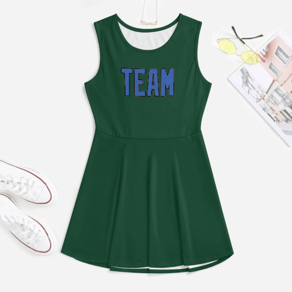 Custom Green Sky Blue Cheerleader Dress