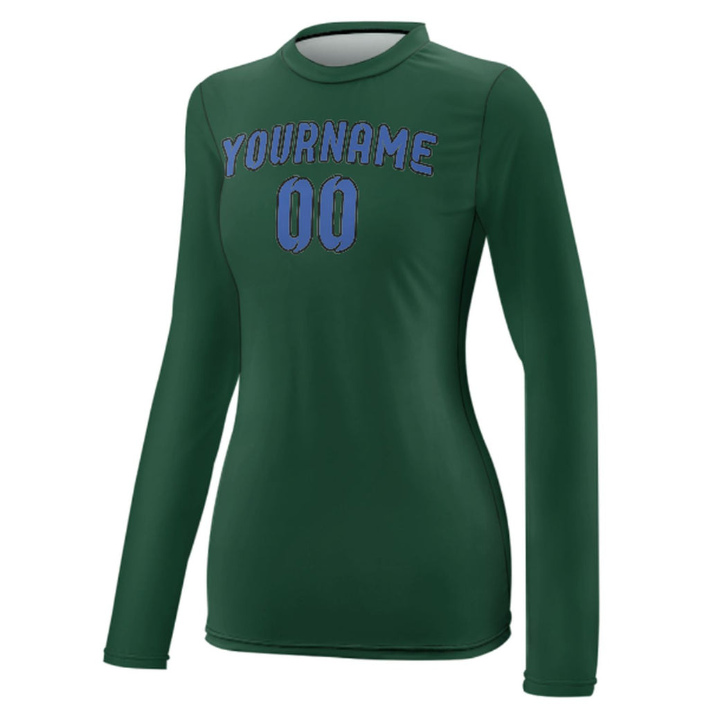 Custom Green Sky Blue Women's Long-Sleeve Shirt