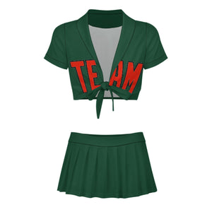 Custom Green Orange Red Cheerleading Uniform Set