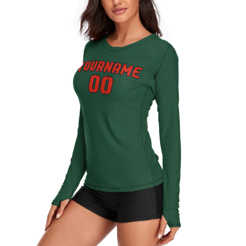 Custom Green Orange Red Women's Long-Sleeve Shirt