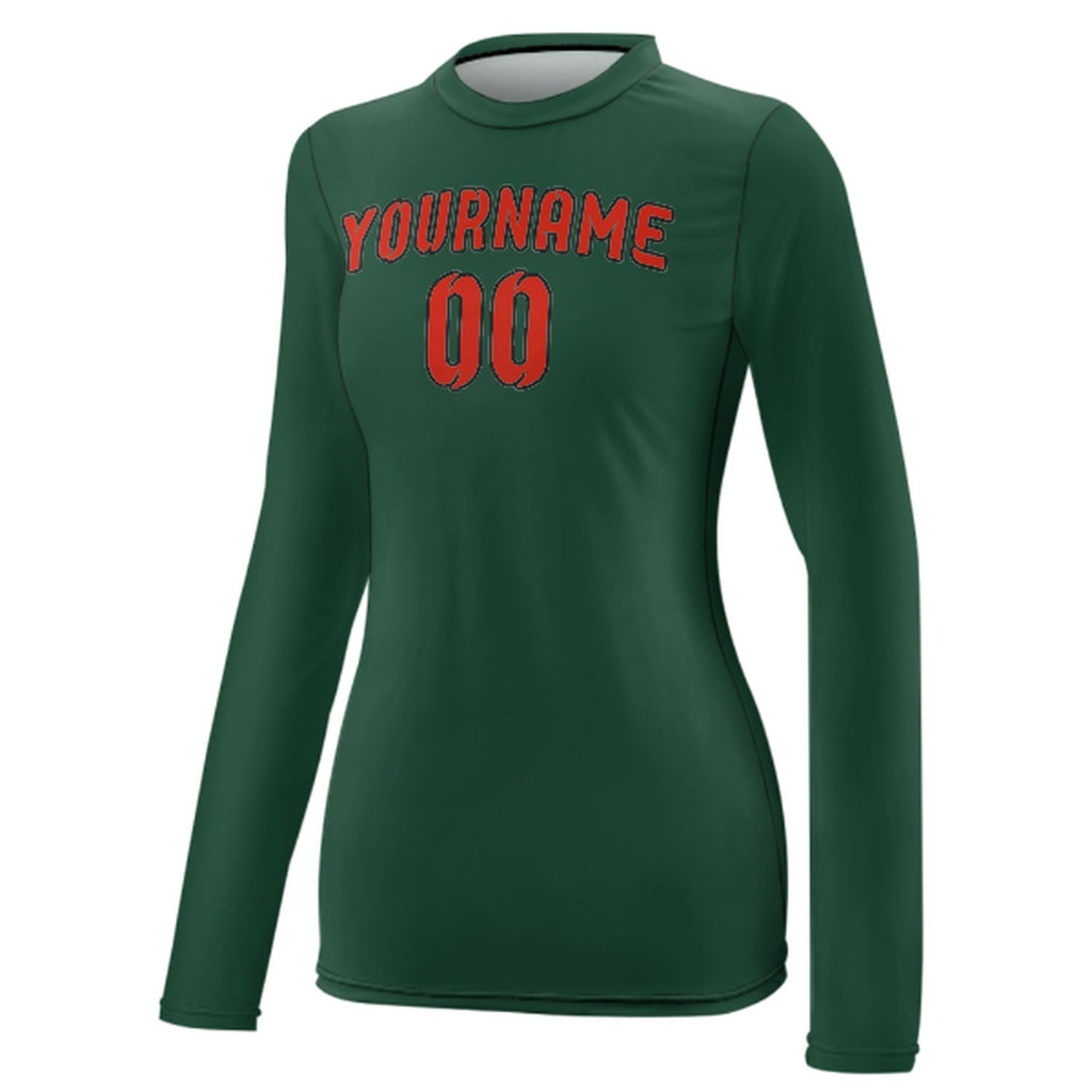 Custom Green Orange Red Women's Long-Sleeve Shirt