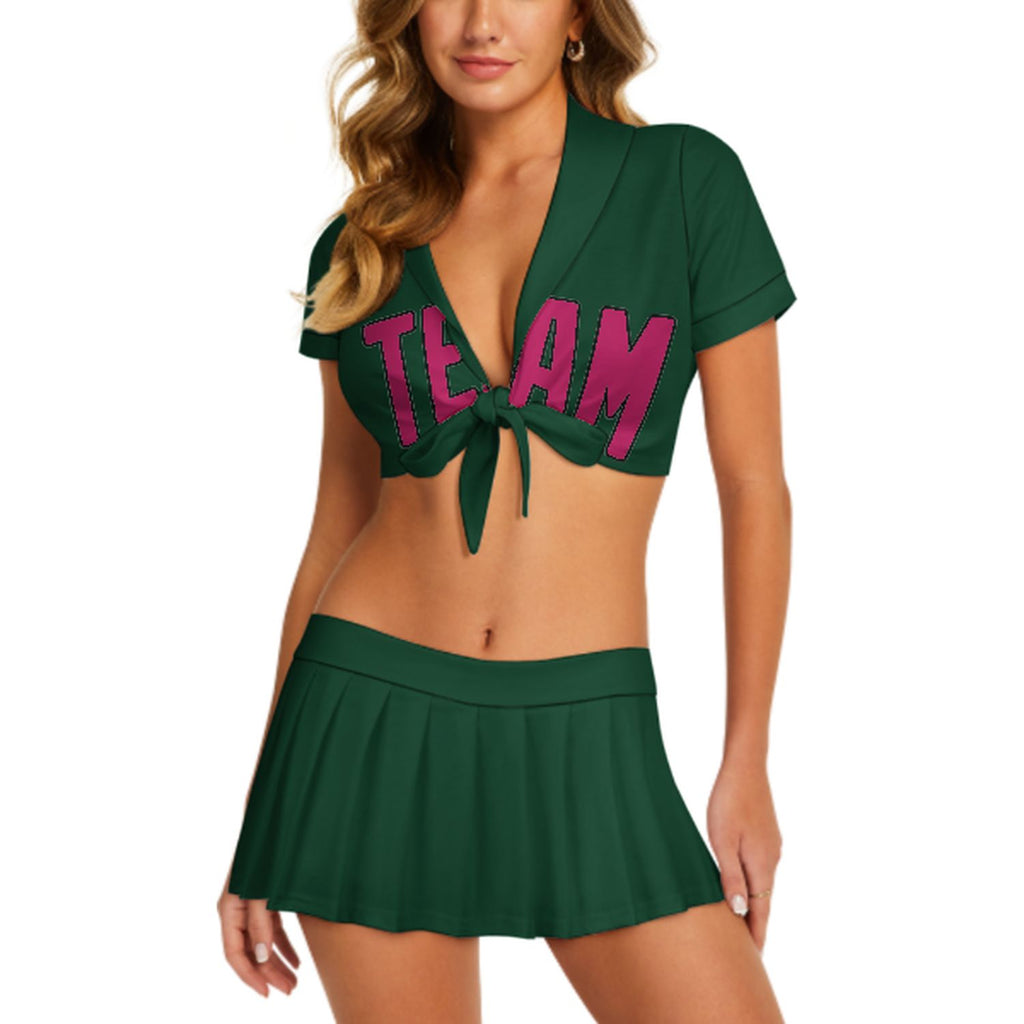 Custom Green Pink Cheerleading Uniform Set