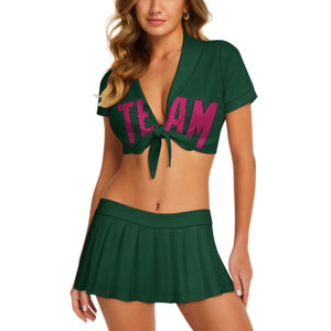 Custom Green Pink Cheerleading Uniform Set