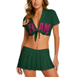 Custom Green Pink Cheerleading Uniform Set