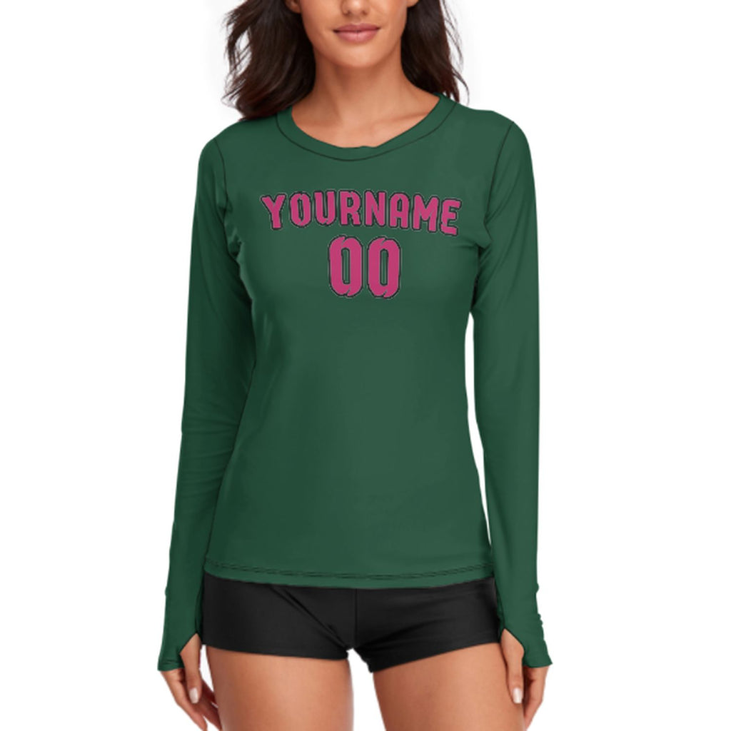 Custom Green Pink Women's Long-Sleeve Shirt
