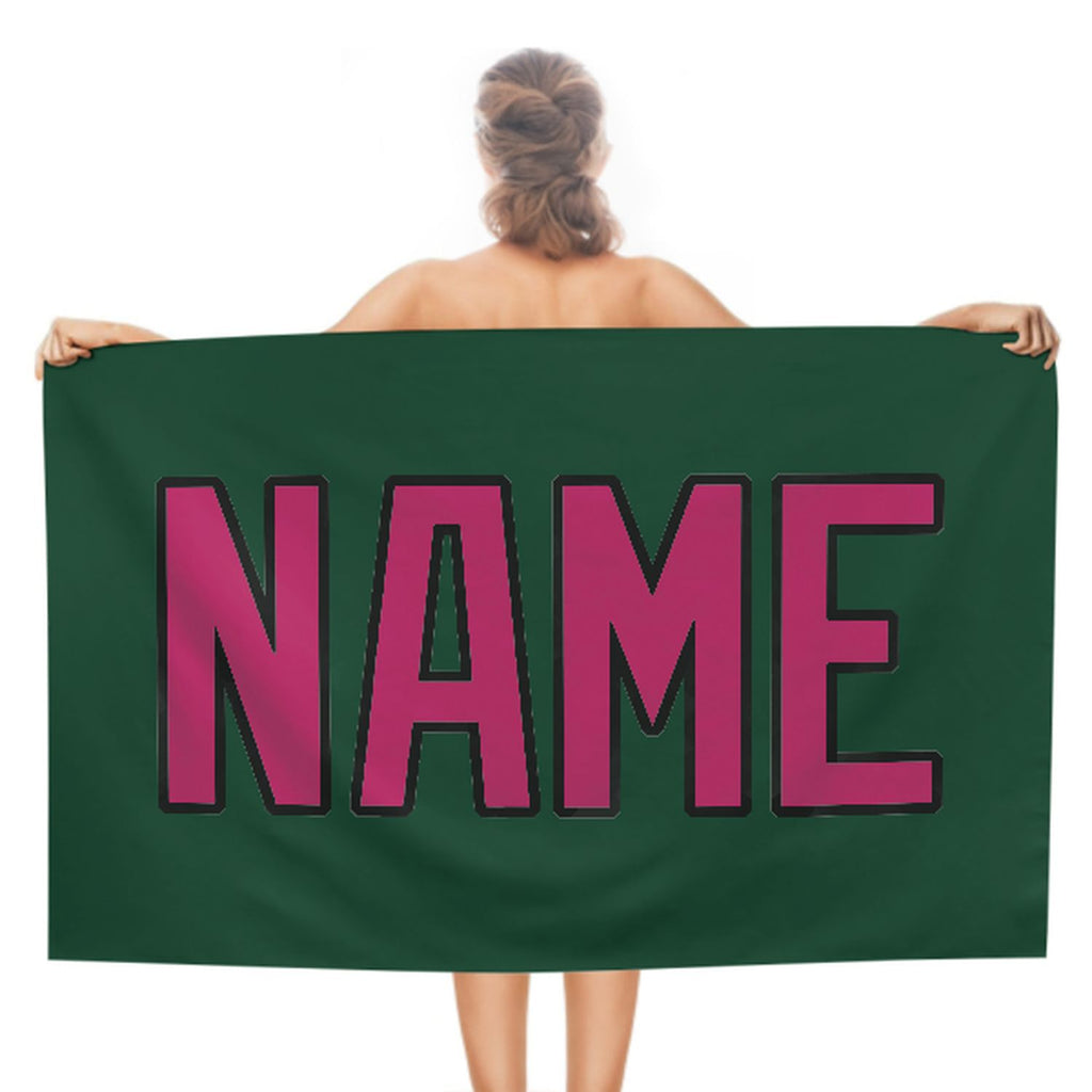 Custom Green Pink Beach Towel