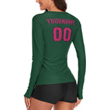 Custom Green Pink Women's Long-Sleeve Shirt