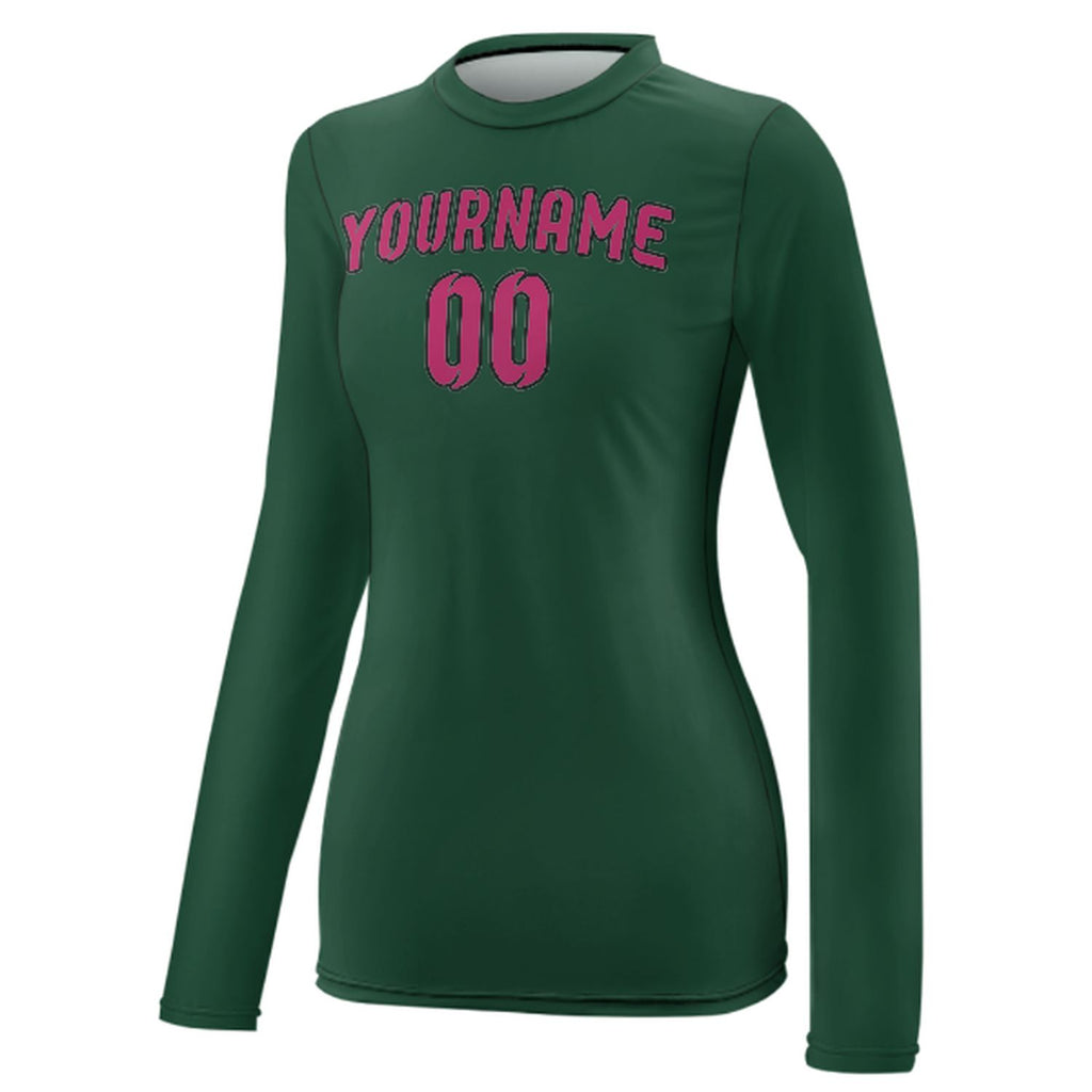 Custom Green Pink Women's Long-Sleeve Shirt