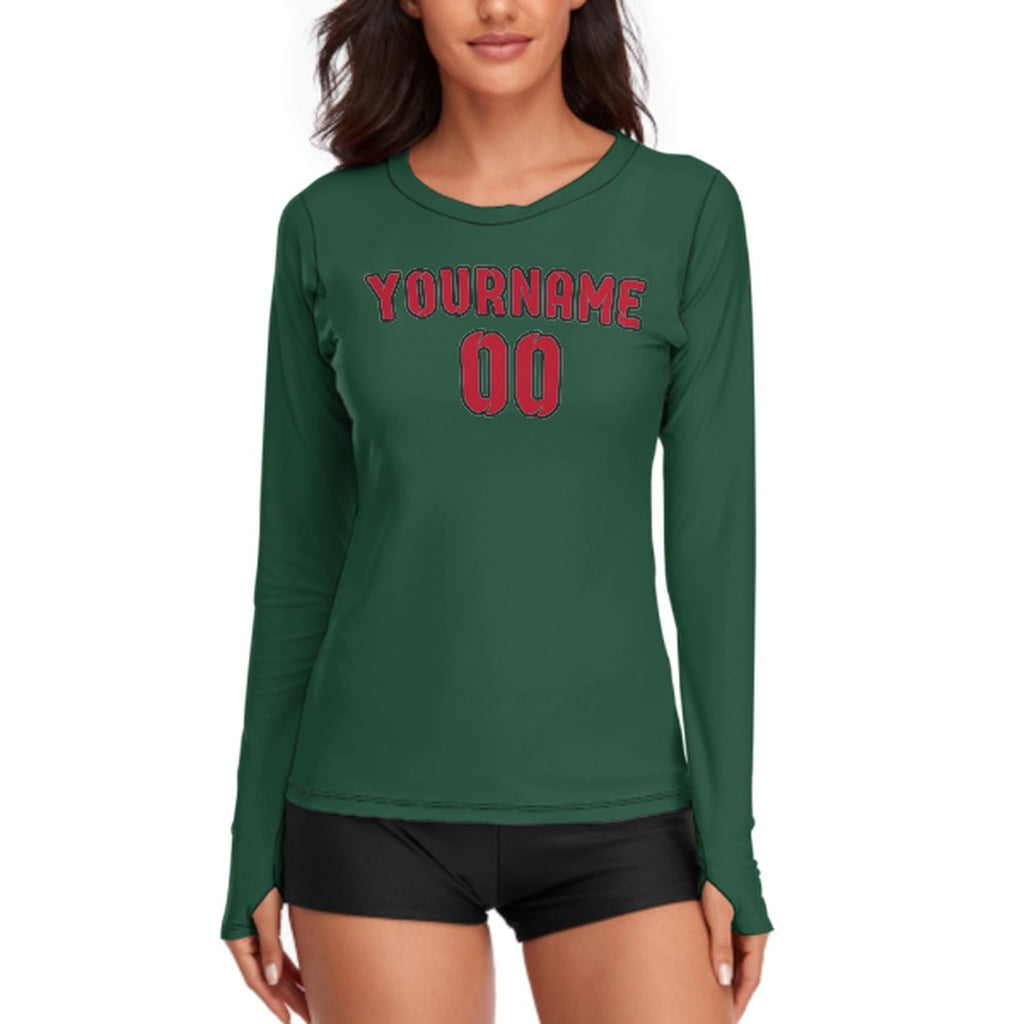 Custom Green Red Women's Long-Sleeve Shirt