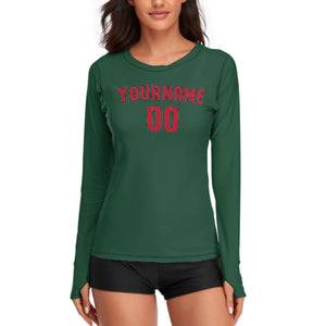 Custom Green Red Women's Long-Sleeve Shirt