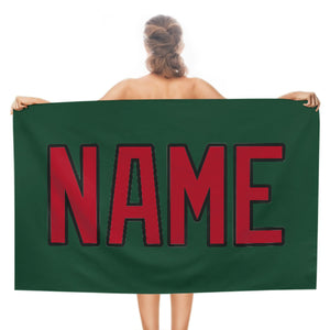 Custom Green Red Beach Towel