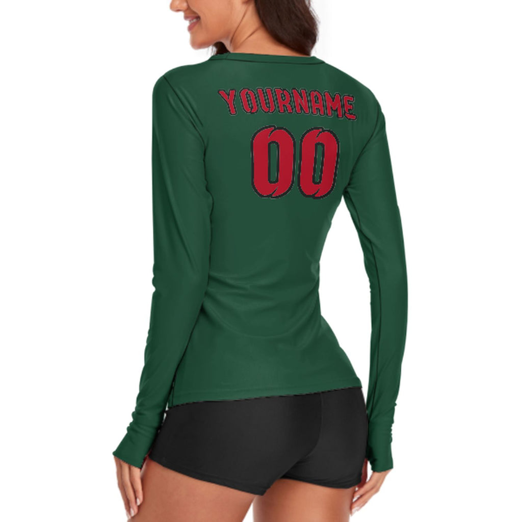 Custom Green Red Women's Long-Sleeve Shirt