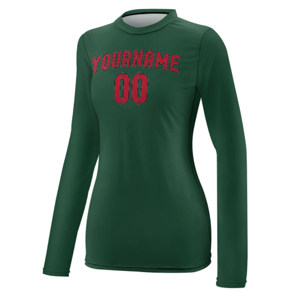 Custom Green Red Women's Long-Sleeve Shirt
