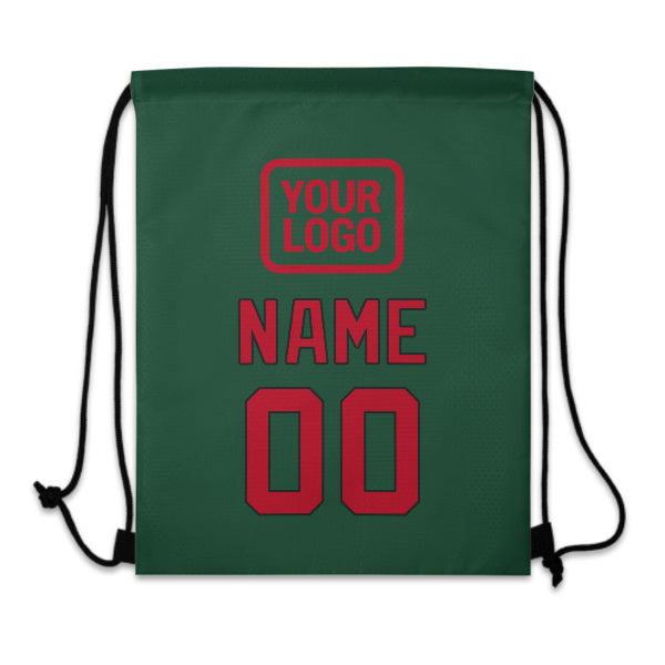 Custom Green Red Drawstring Bag