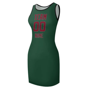 Custom Green Crimson Red Sleeveless Vest Dress