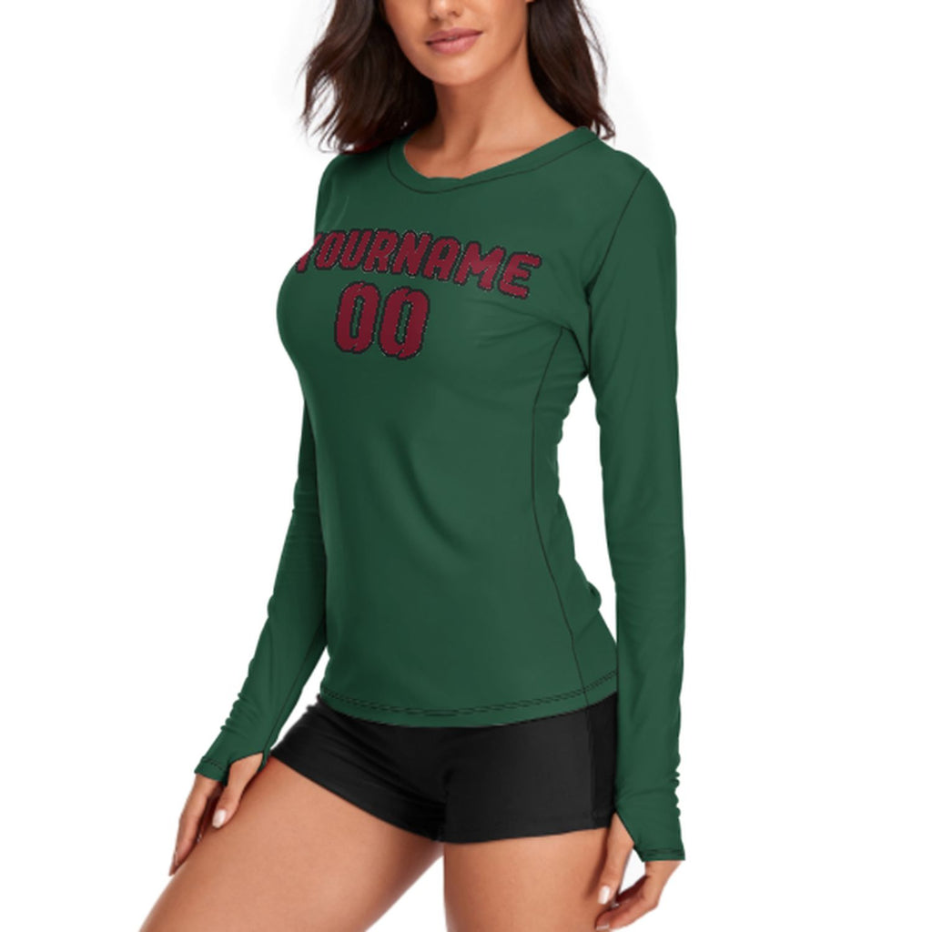 Custom Green Crimson Red Women's Long-Sleeve Shirt