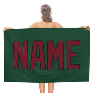 Custom Green Crimson Red Beach Towel