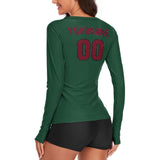Custom Green Crimson Red Women's Long-Sleeve Shirt