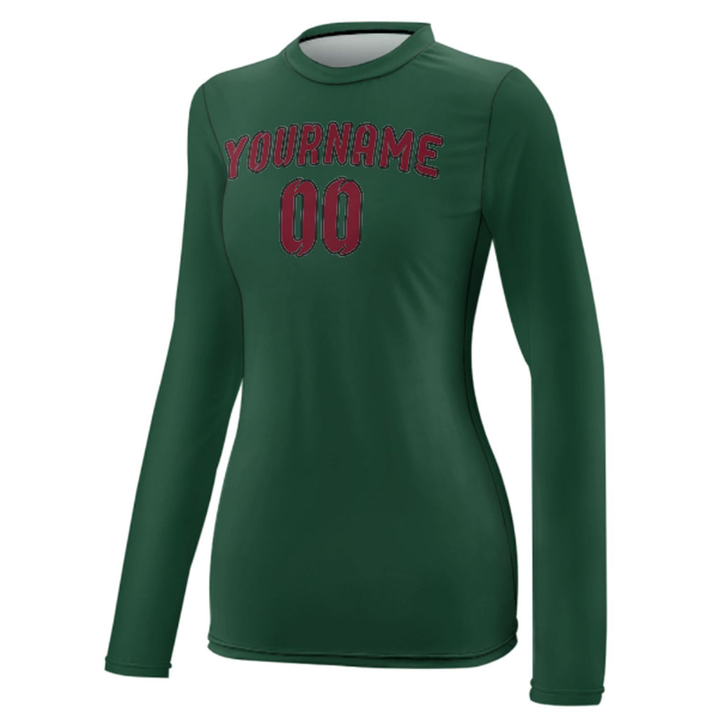 Custom Green Crimson Red Women's Long-Sleeve Shirt