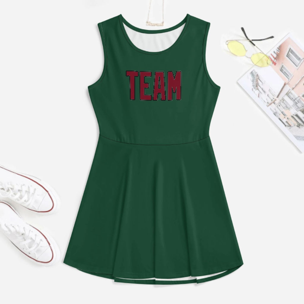 Custom Green Crimson Red Cheerleader Dress