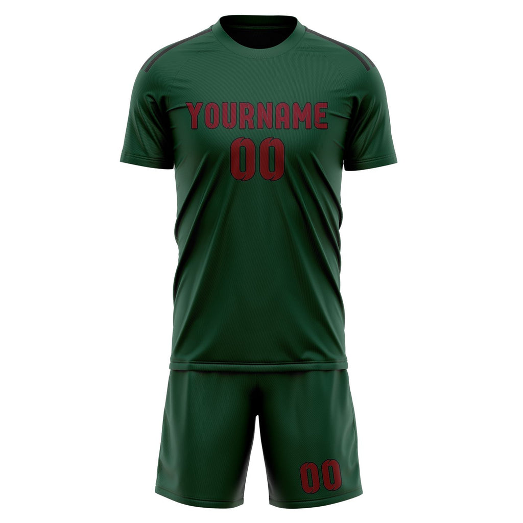 Custom Green Crimson Red Soccer Jersey