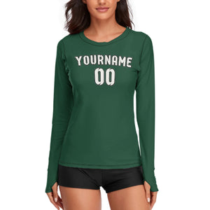 Custom Green White Women's Long-Sleeve Shirt