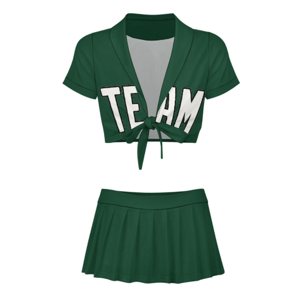 Custom Green White Cheerleading Uniform Set
