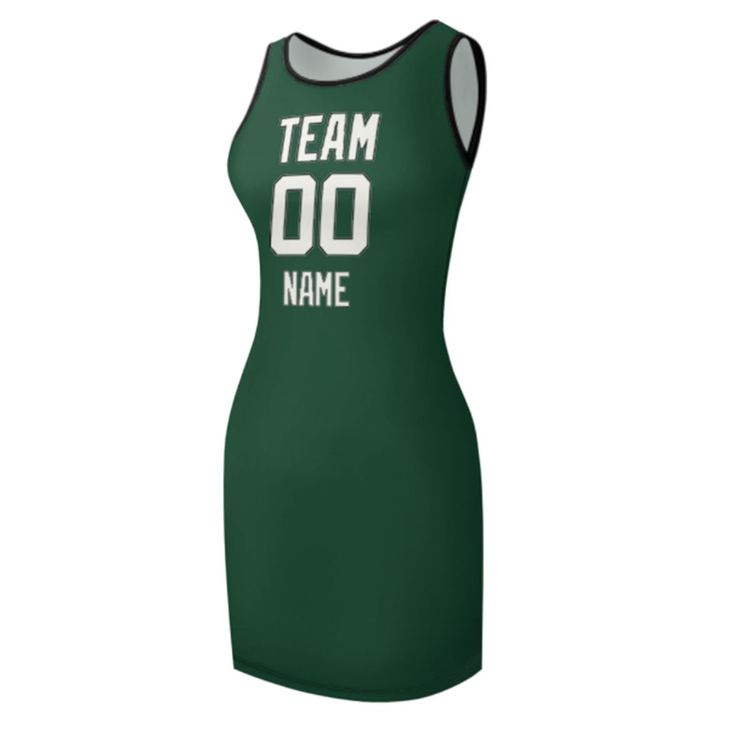 Custom Green White Sleeveless Vest Dress