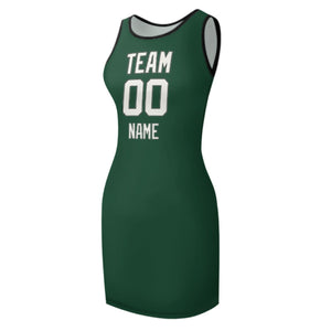 Custom Green White Sleeveless Vest Dress