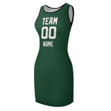 Custom Green White Sleeveless Vest Dress