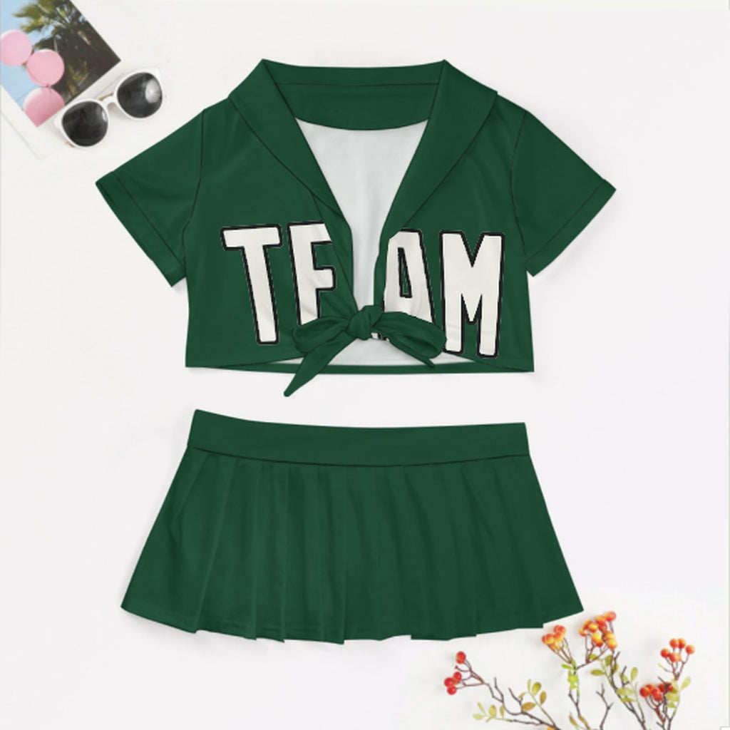 Custom Green White Cheerleading Uniform Set