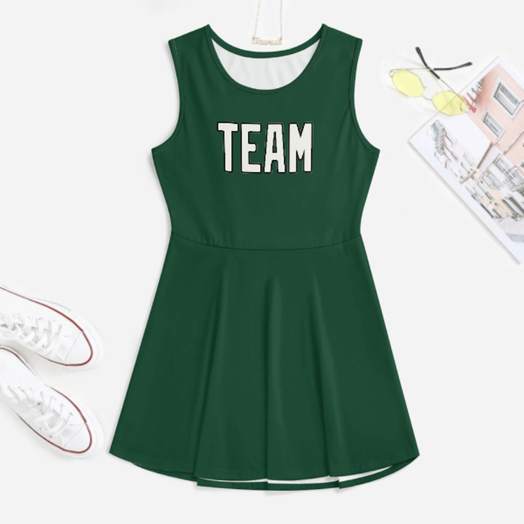 Custom Green White Cheerleader Dress