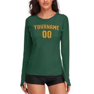 Custom Green Yellow Women's Long-Sleeve Shirt
