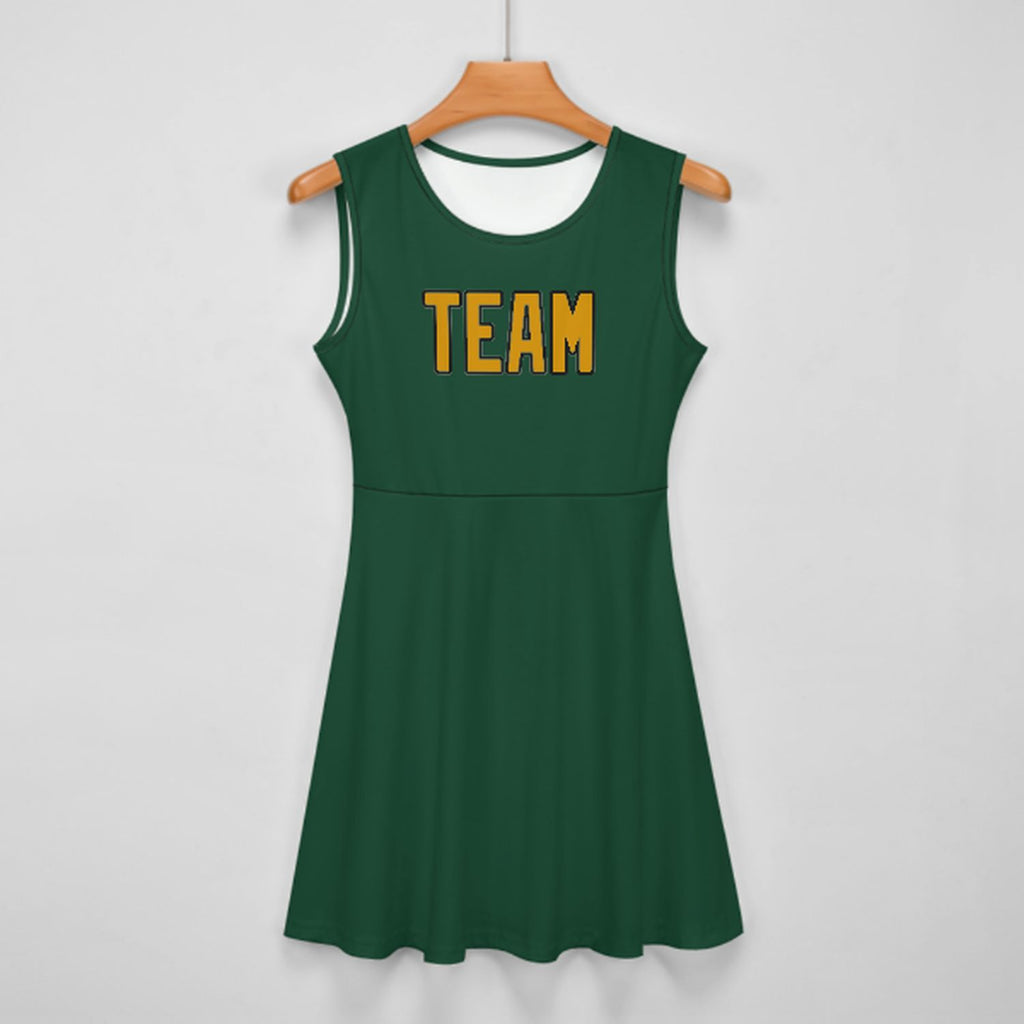 Custom Green Yellow Cheerleader Dress
