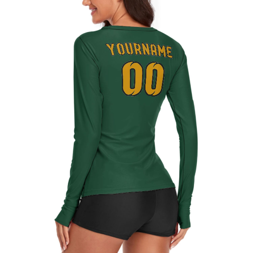 Custom Green Yellow Women's Long-Sleeve Shirt