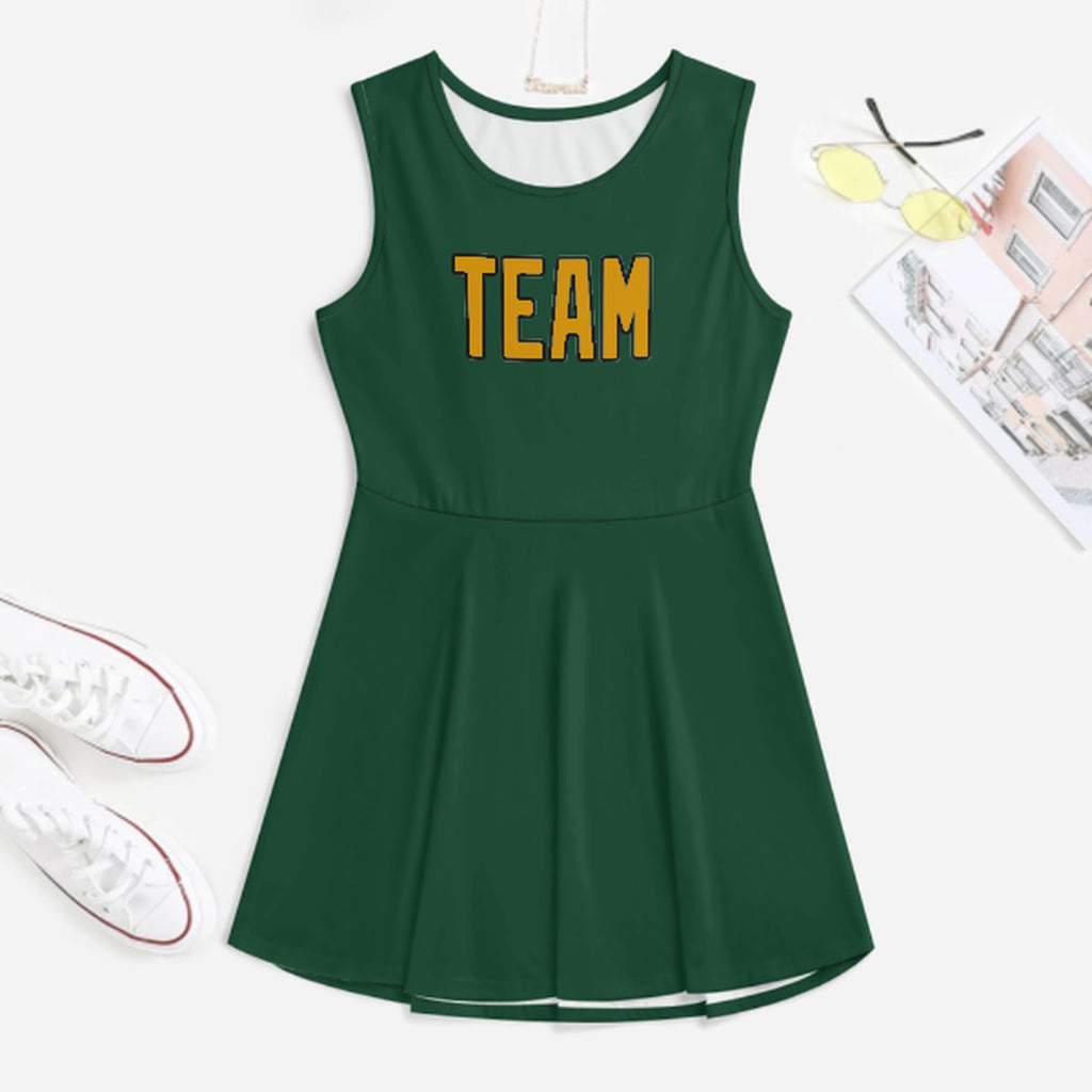 Custom Green Yellow Cheerleader Dress