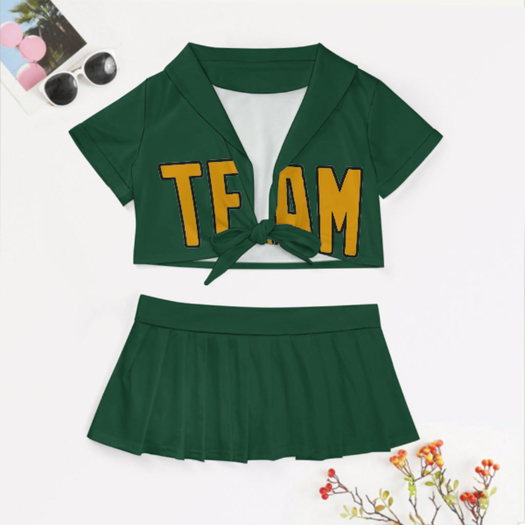Custom Green Yellow Cheerleading Uniform Set