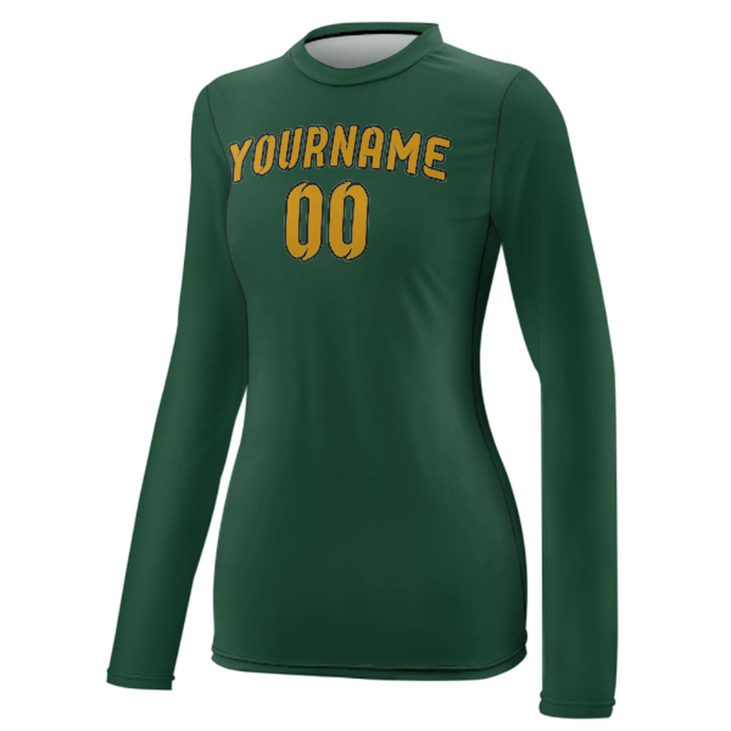Custom Green Yellow Women's Long-Sleeve Shirt