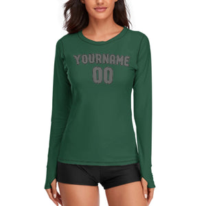 Custom Green Dark Grey Women's Long-Sleeve Shirt
