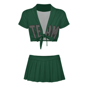 Custom Green Dark Grey Cheerleading Uniform Set