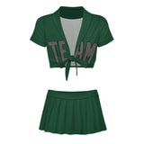 Custom Green Dark Grey Cheerleading Uniform Set