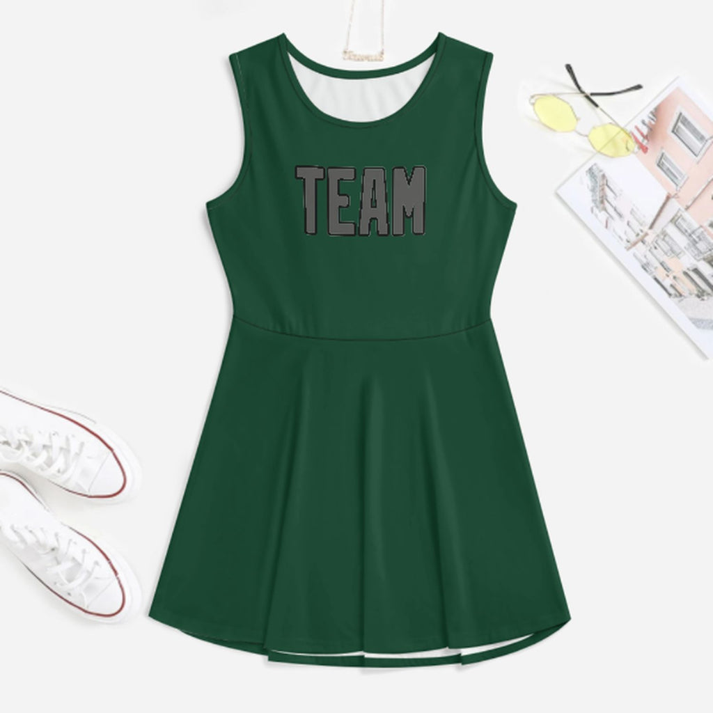 Custom Green Dark Grey Cheerleader Dress