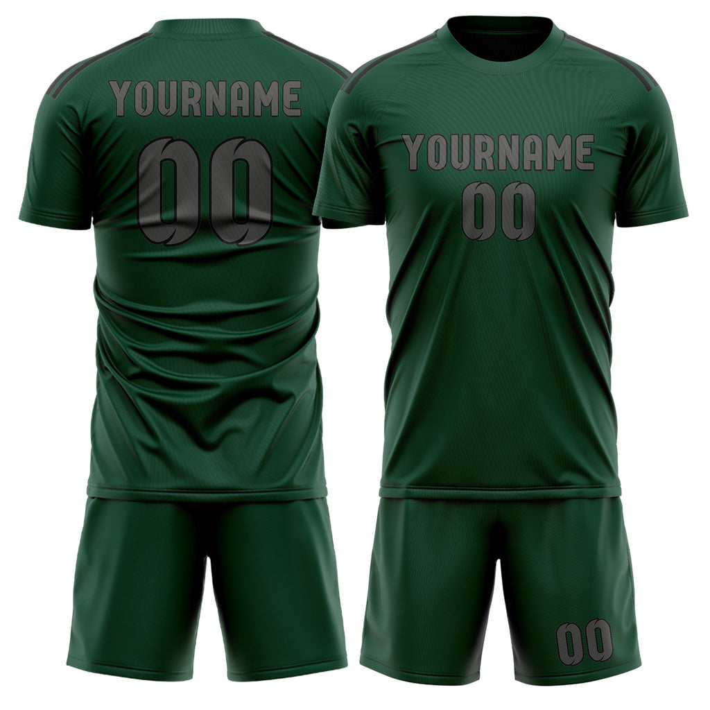 Custom Green Dark Grey Soccer Jersey