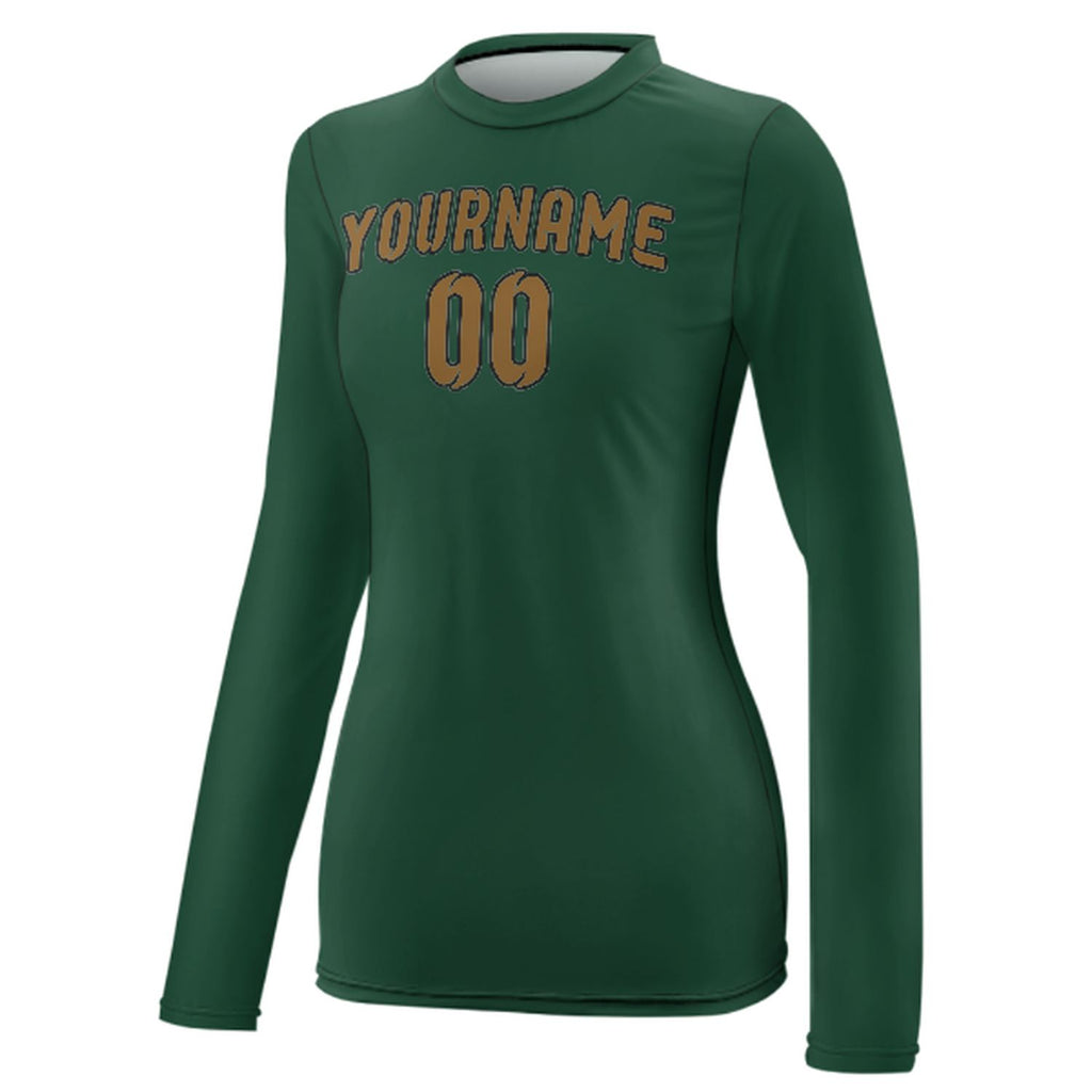 Custom Green Khaki Women's Long-Sleeve Shirt