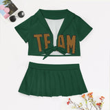 Custom Green Khaki Cheerleading Uniform Set