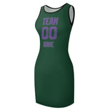 Custom Green Light Purple Sleeveless Vest Dress