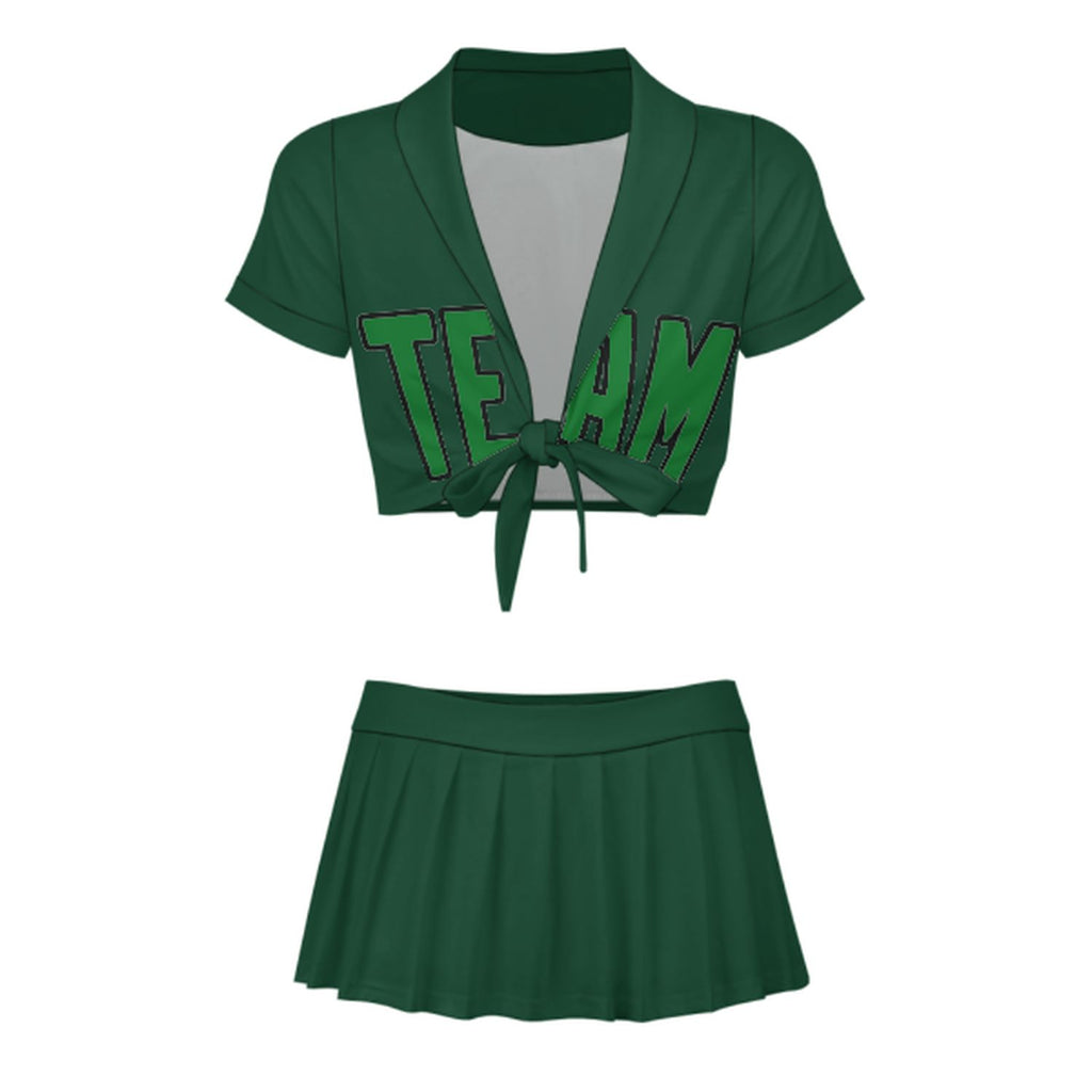 Custom Green Emerald Green Cheerleading Uniform Set