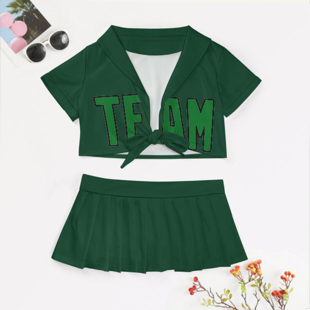 Custom Green Emerald Green Cheerleading Uniform Set