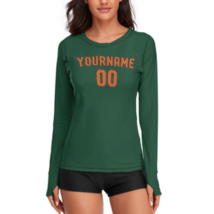 Custom Green Orange Women's Long-Sleeve Shirt