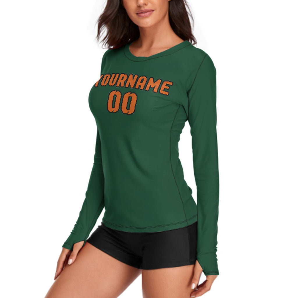 Custom Green Orange Women's Long-Sleeve Shirt
